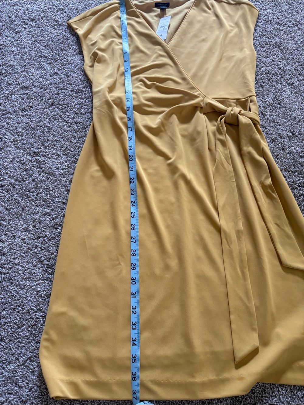 Ann Taylor Yellow Wrap Midi Dress with Side Tie - Picture 11 of 13